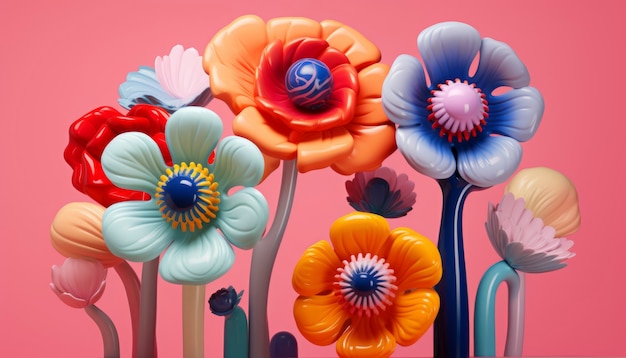 3d rendering of colorful floral arrangement