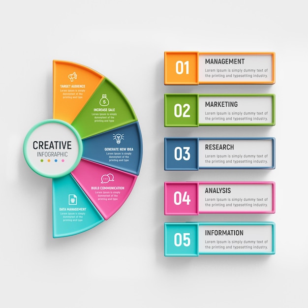 Free PSD 5 steps business infographics template