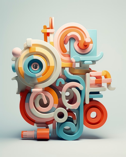 Artistic creation made from 3d geometric shapes