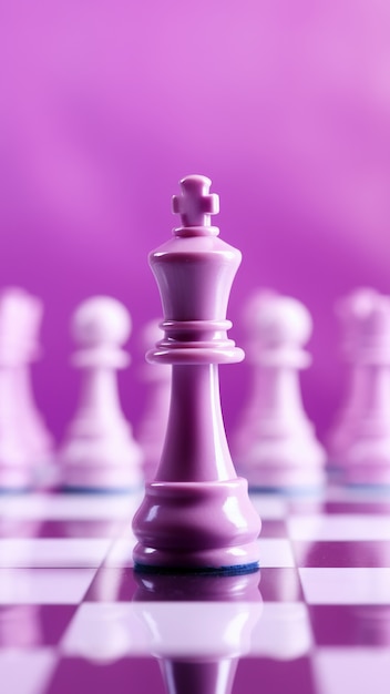 Assortment of pink chess pieces
