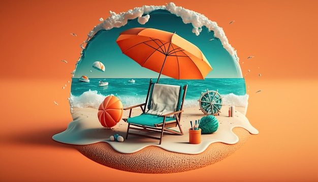 Free photo beach with umbrella summer and vacation concept generative ai