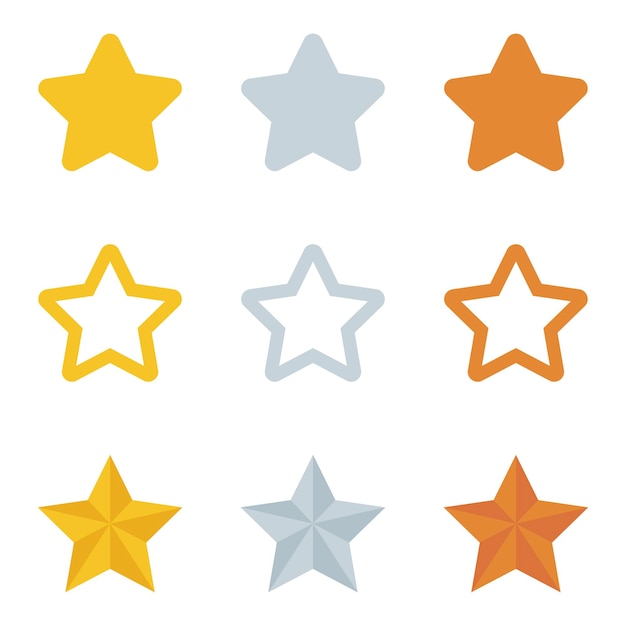 Free vector bronze silver and gold stars in 3 styles