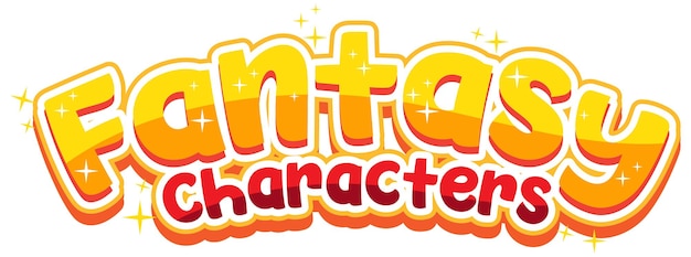 Free vector fantasy characters text word in cartoon style
