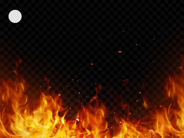 PSD fire and spark on transparent background