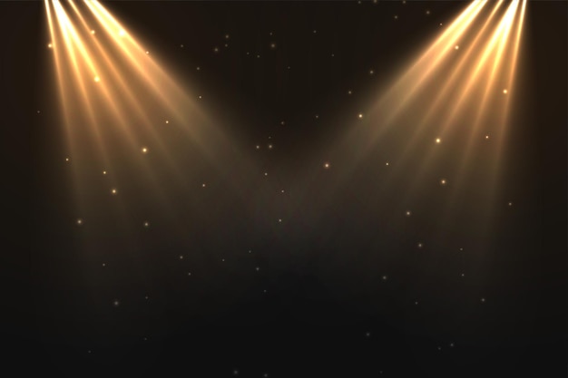 Free vector golden focus lights with sparkle dust background