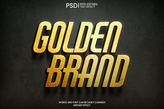 Free PSD golden text effect with grunge texture on a concrete background