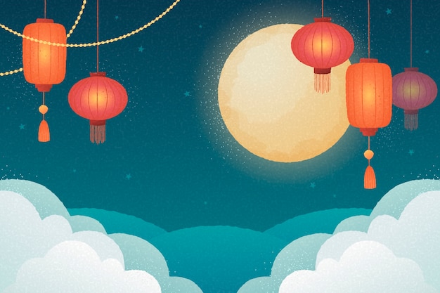 Free vector hand drawn mid-autumn festival background