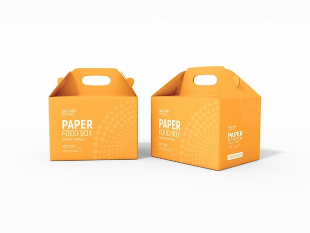 Free PSD paper food delivery box packaging  mockup