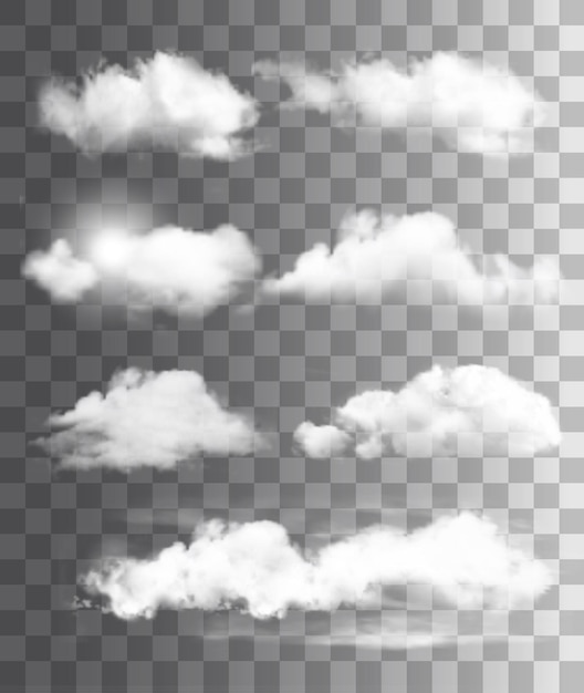 Vector set of transparent different clouds vector