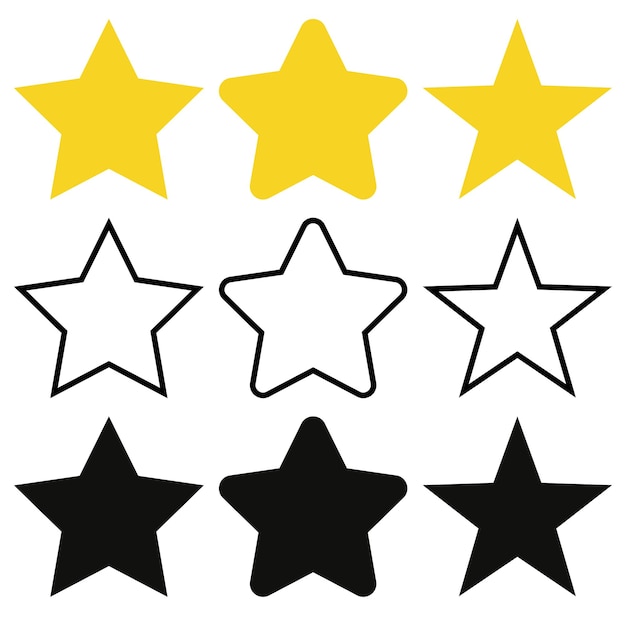 Free vector yellow stars in flat outline and glyph